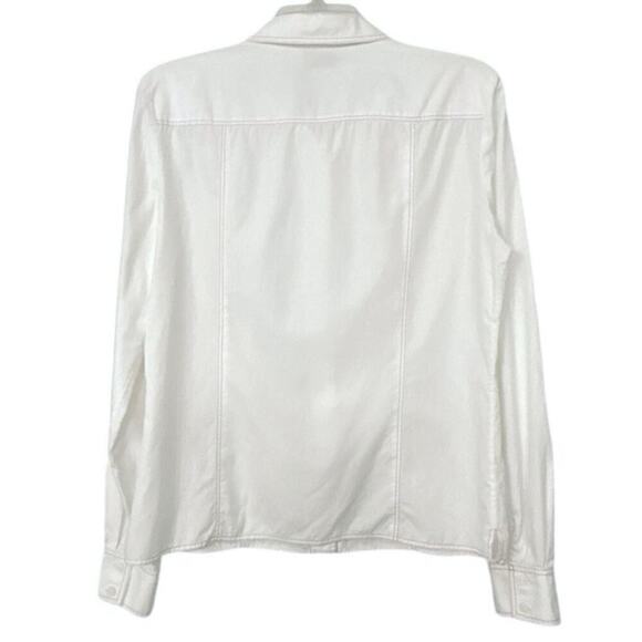 Oscar By Oscar De La Renta White Cotton Pink Trim Long Sleeve Button Down Top 10 - Picture 2 of 13